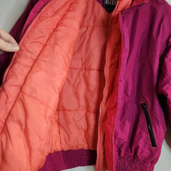 Y2K 90s Mixed Blues Women's Puffer Large Pink Orange Full Zip Nylon - Picture 5 of 9